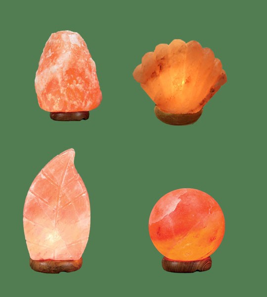 Himalayan Salt Lamps 1 Mini + 1 Sea Shell + 1 Sphere + 1 Leaf